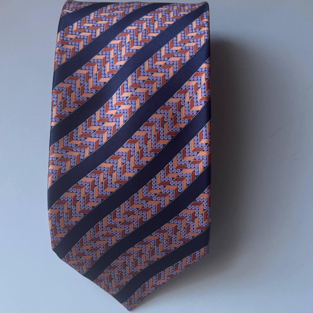 Italo Ferretti Elegant Orange and Blue Striped Men's Tie